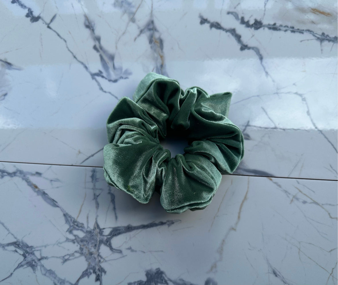 Green Velvet Scrunchie