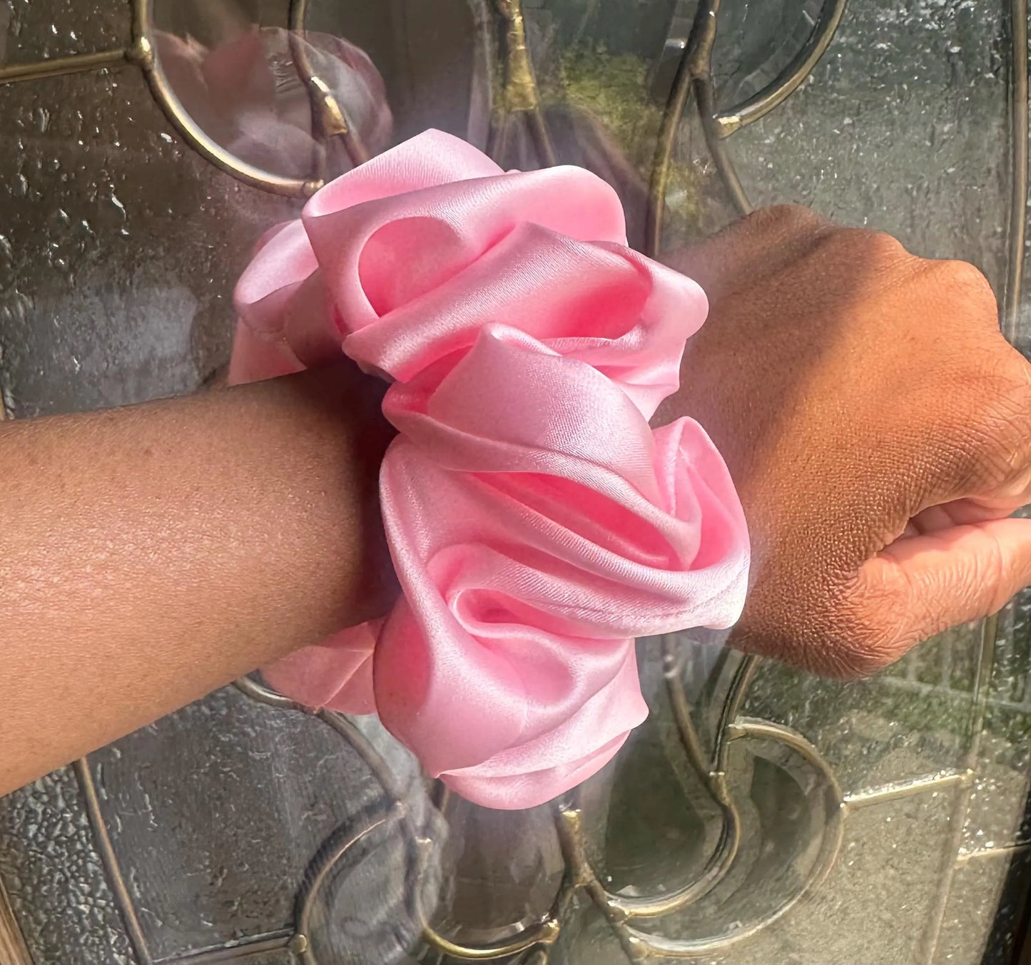 Pink Satin Scrunchie