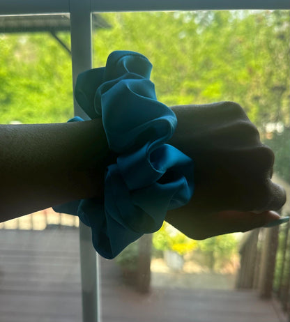 Blue Satin Scrunchie