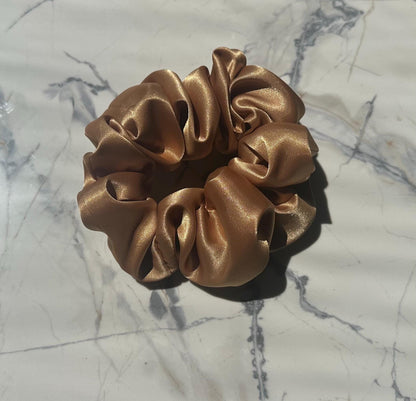 Large Gold Satin Scrunchie