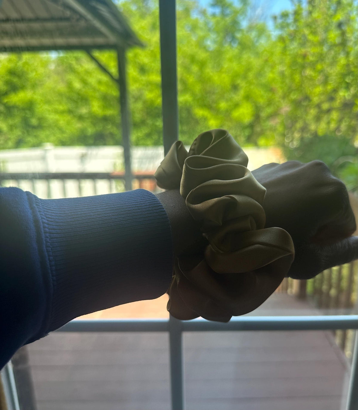 Large Gold Satin Scrunchie