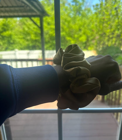 Large Gold Satin Scrunchie