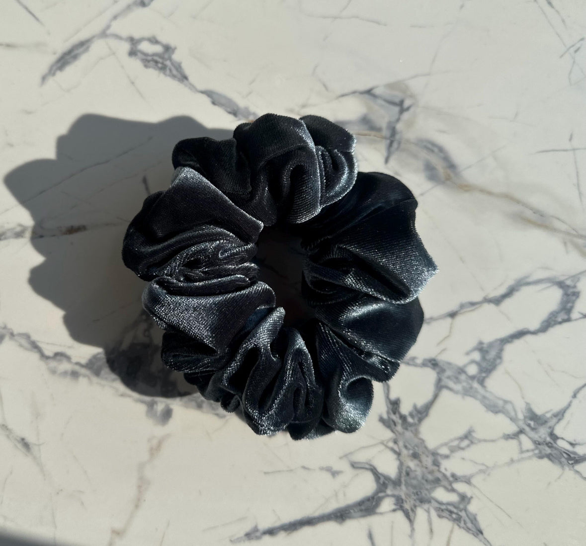 Dark Gray Velvet Scrunchie