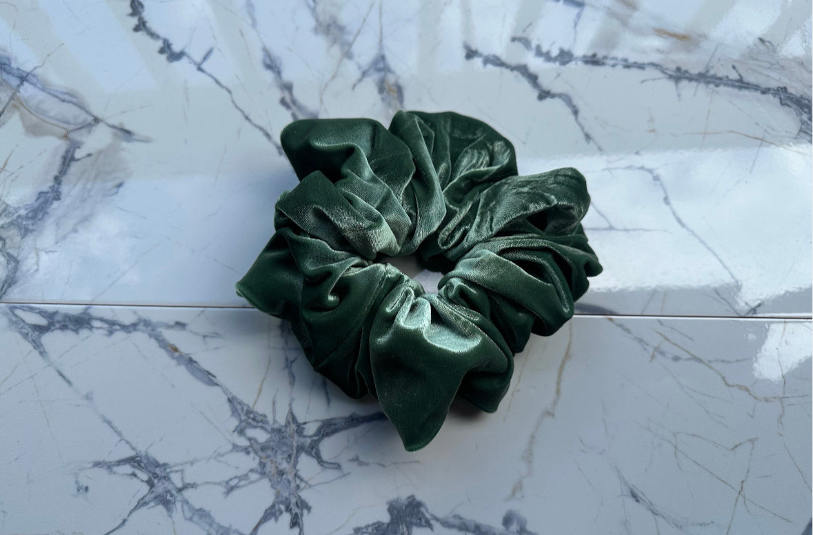 Green Velvet Scrunchie