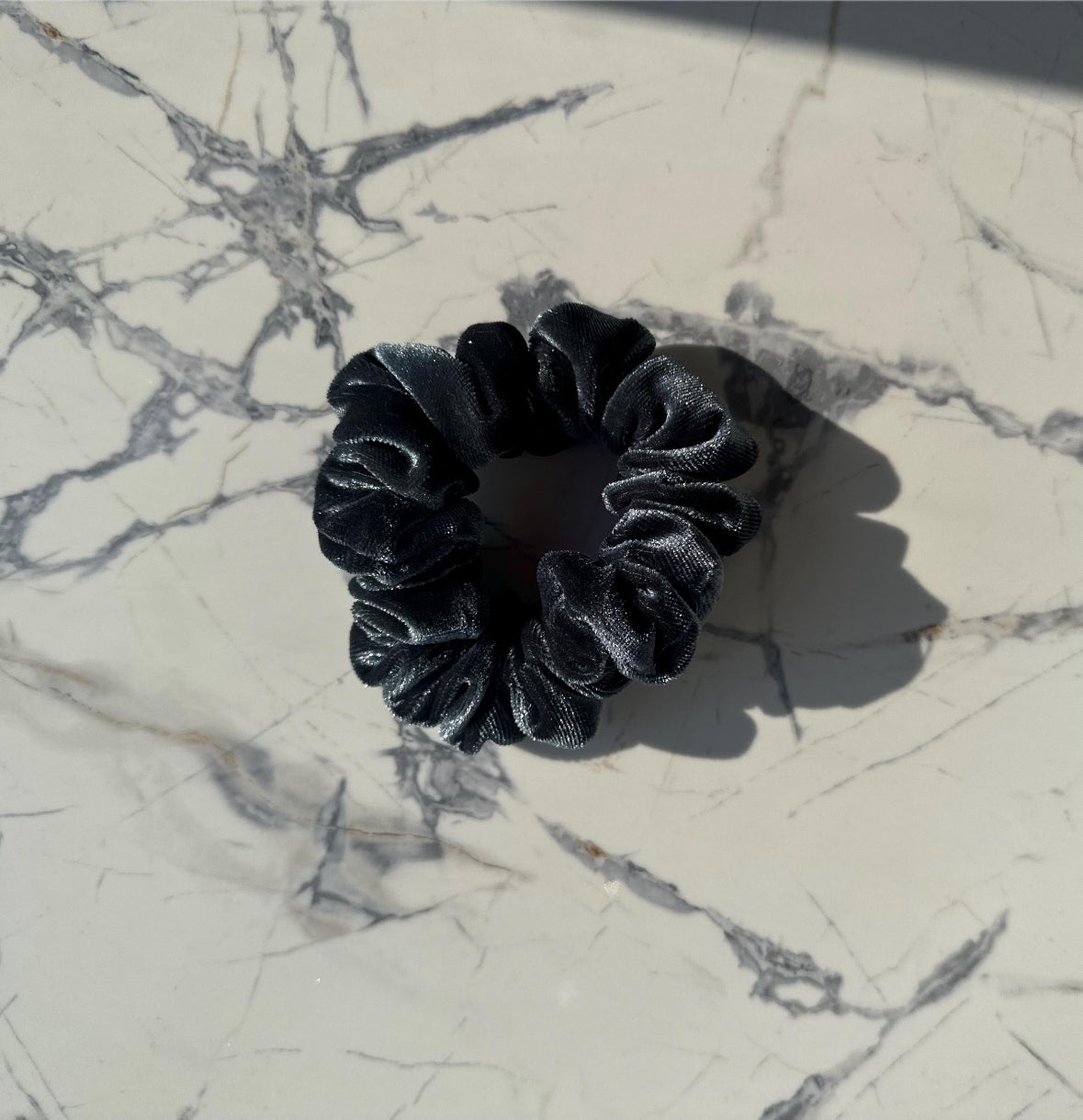 Dark Gray Velvet Scrunchie