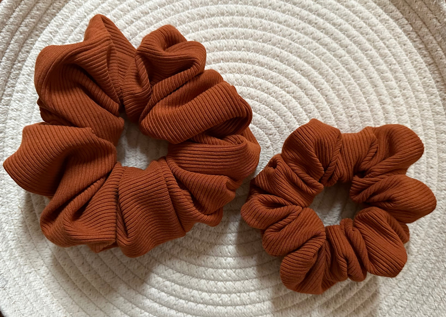 Chloe Burnt Orange Ribbed Knit Scrunchie