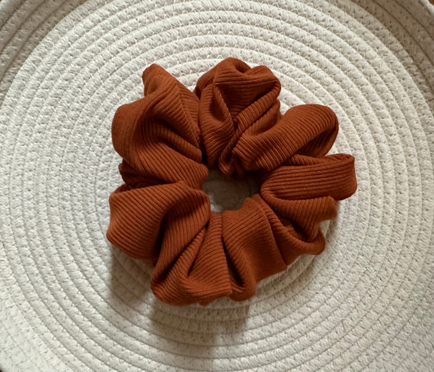 Chloe Burnt Orange Ribbed Knit Scrunchie