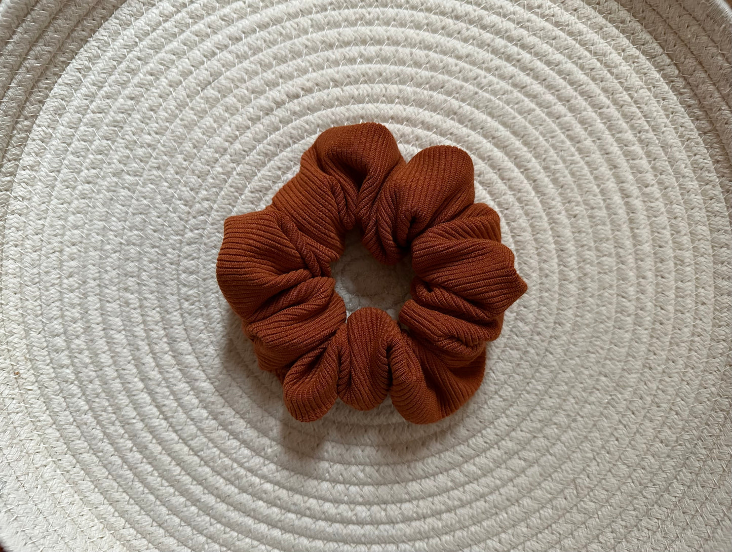 Chloe Burnt Orange Ribbed Knit Scrunchie