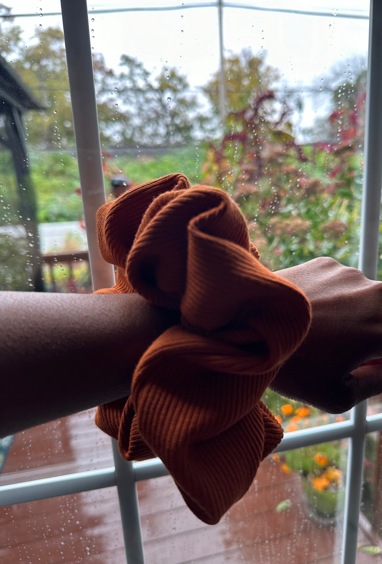 Chloe Burnt Orange Ribbed Knit Scrunchie