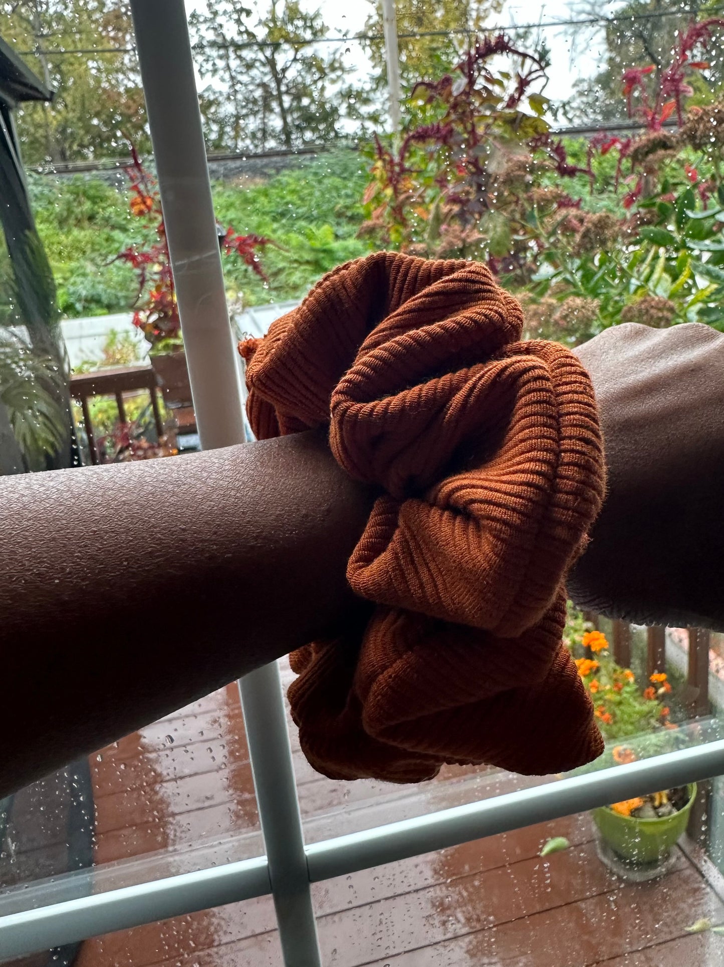 Chloe Burnt Orange Ribbed Knit Scrunchie