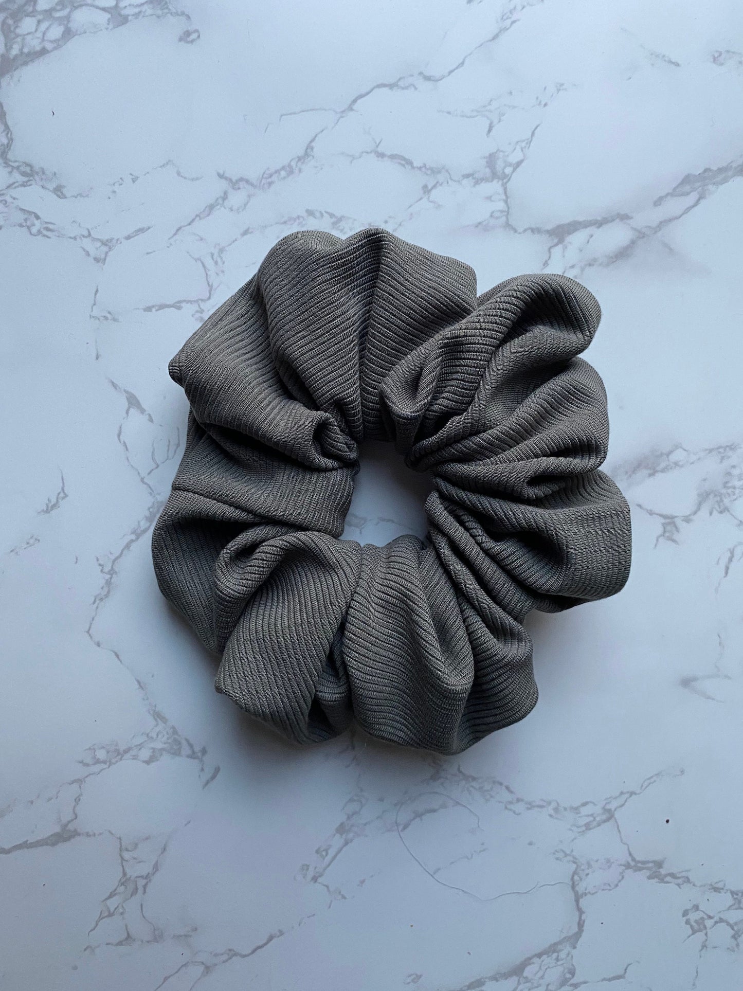 Holly Grey Ribbed Knit Scrunchies