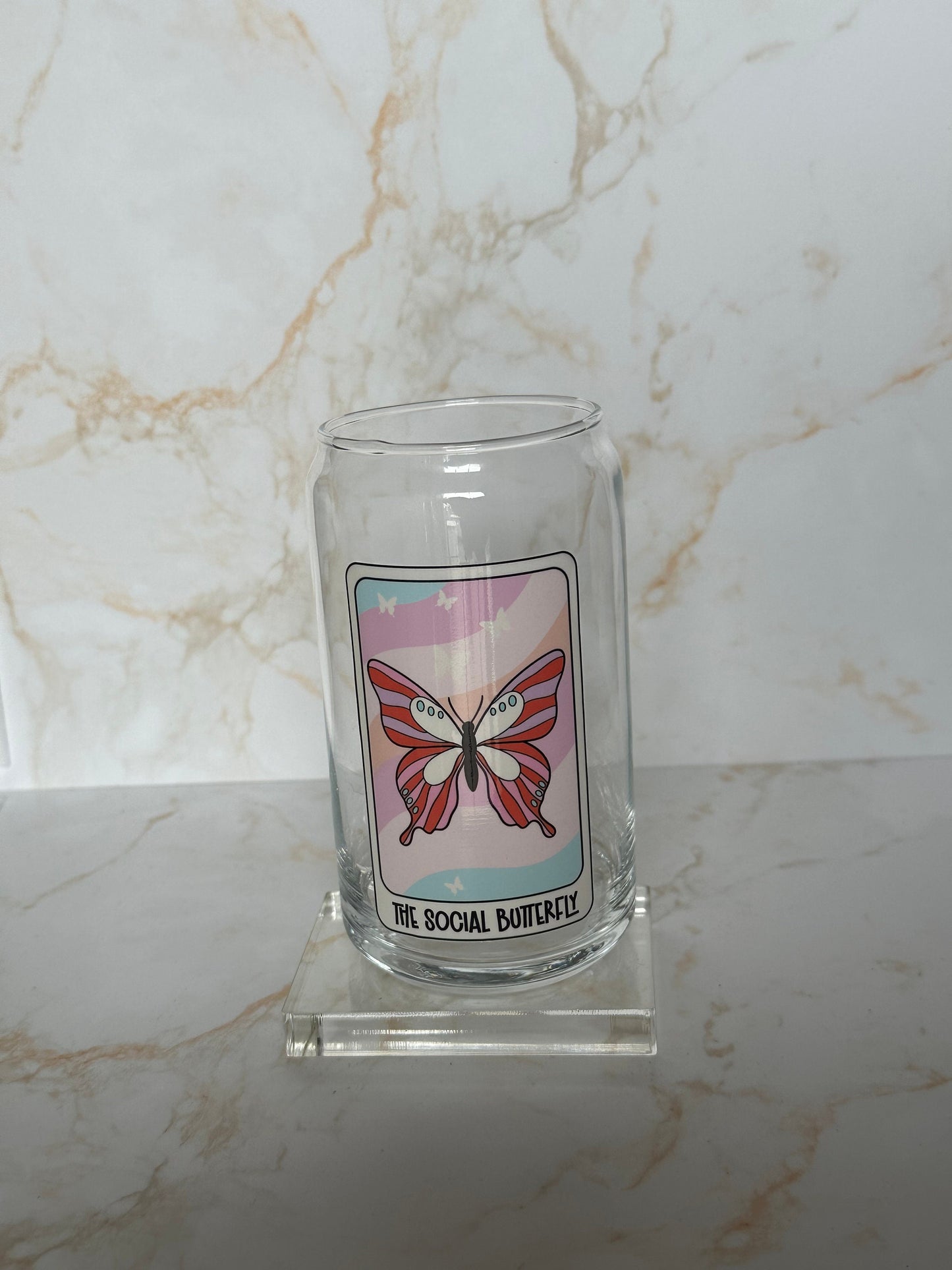 Butterfly Beer Can Glass