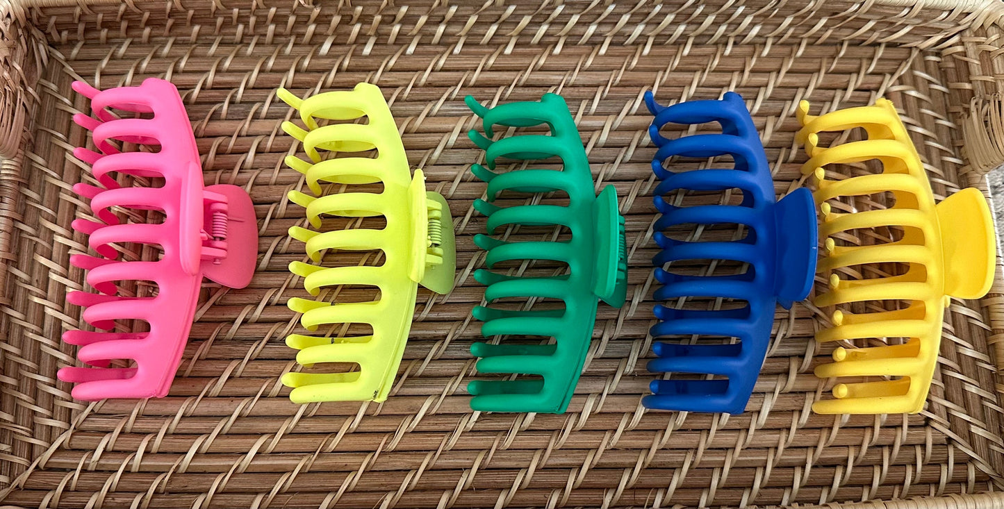 Large Neon Matte Hair Claw Clips