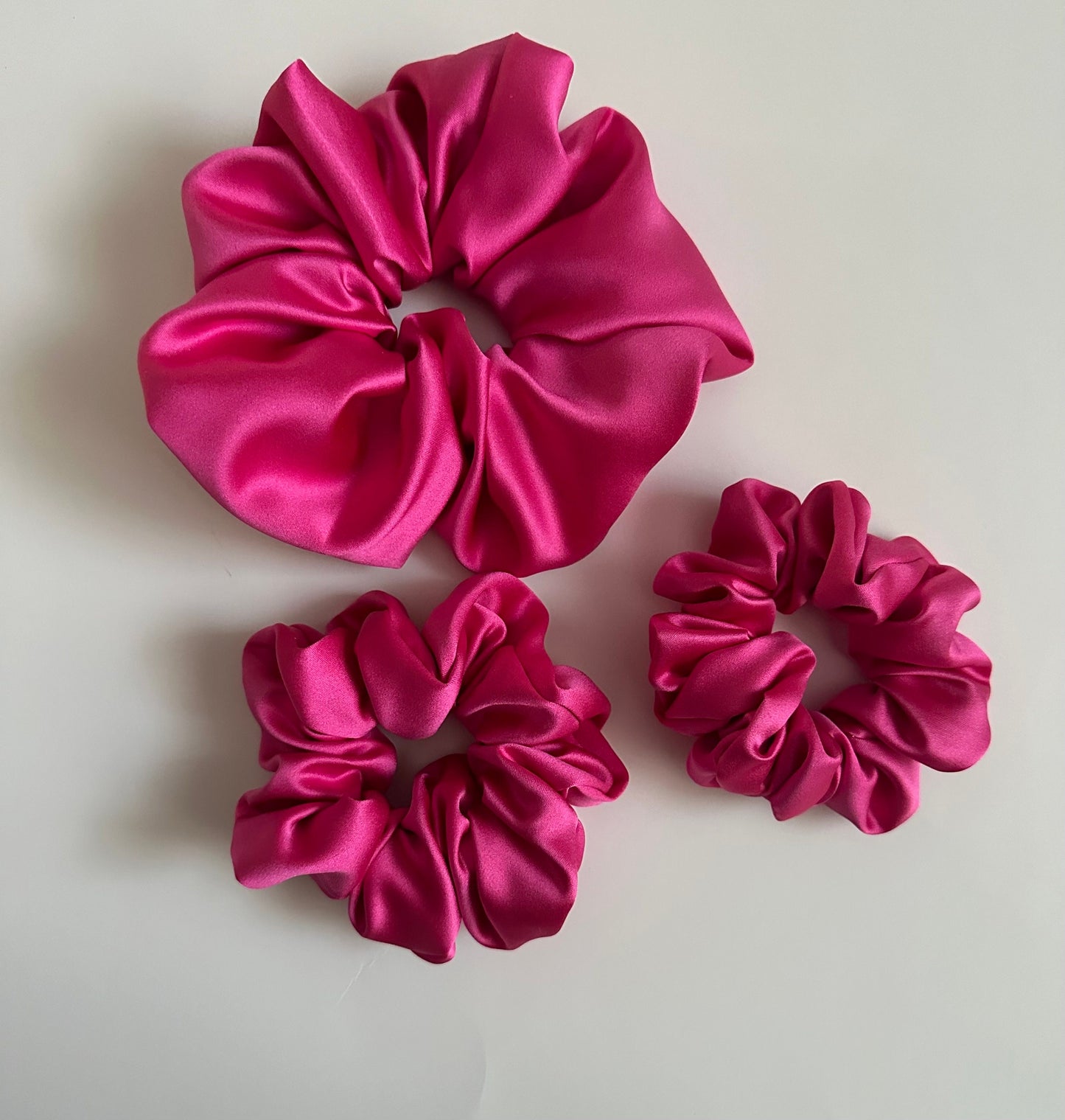 Fuchsia Pink Satin Scrunchie