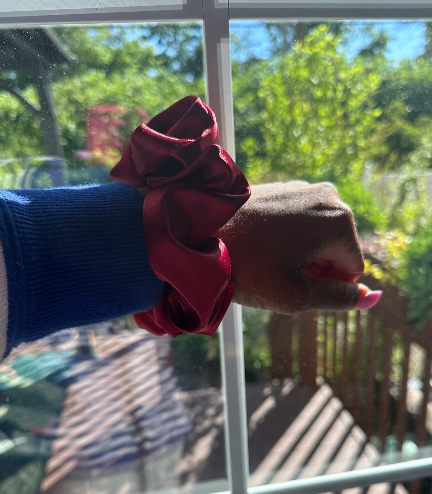 Aurora Red Satin Silk Scrunchie