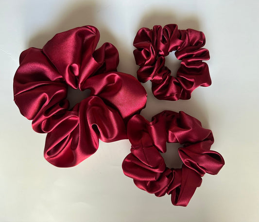 Aurora Red Satin Silk Scrunchie