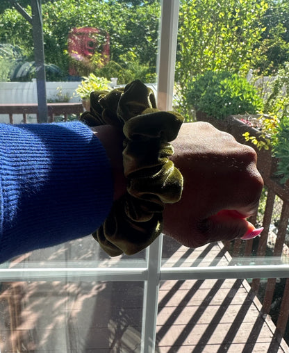 Green Velvet Scrunchie