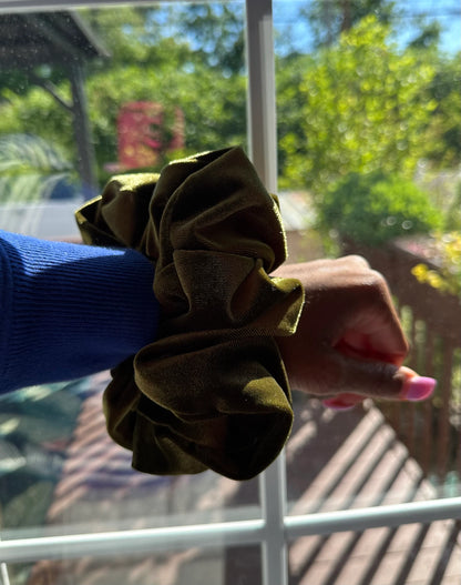 Green Velvet Scrunchie