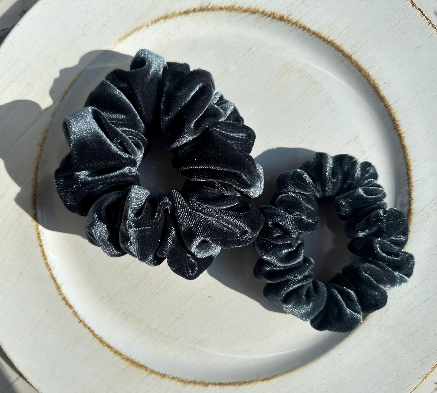 Dark Gray Velvet Scrunchie