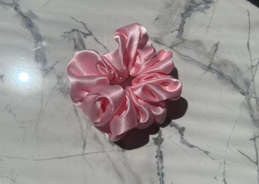 Pink Satin Scrunchie
