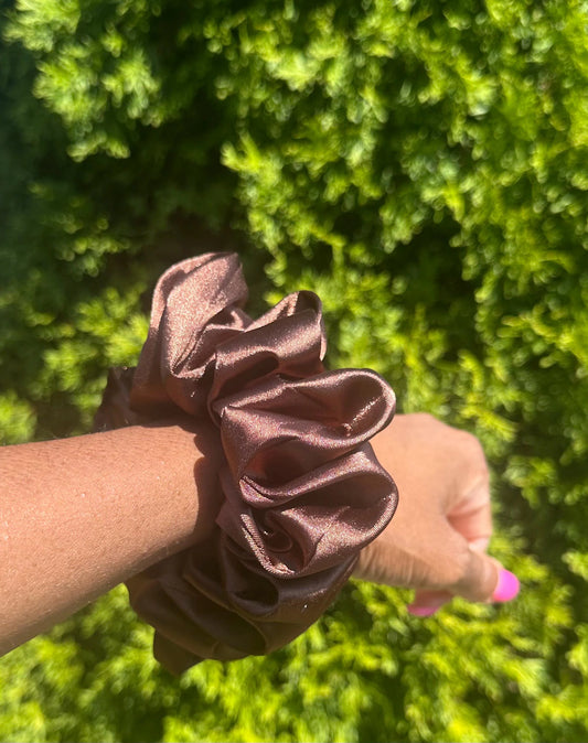 Brown Satin Scrunchie