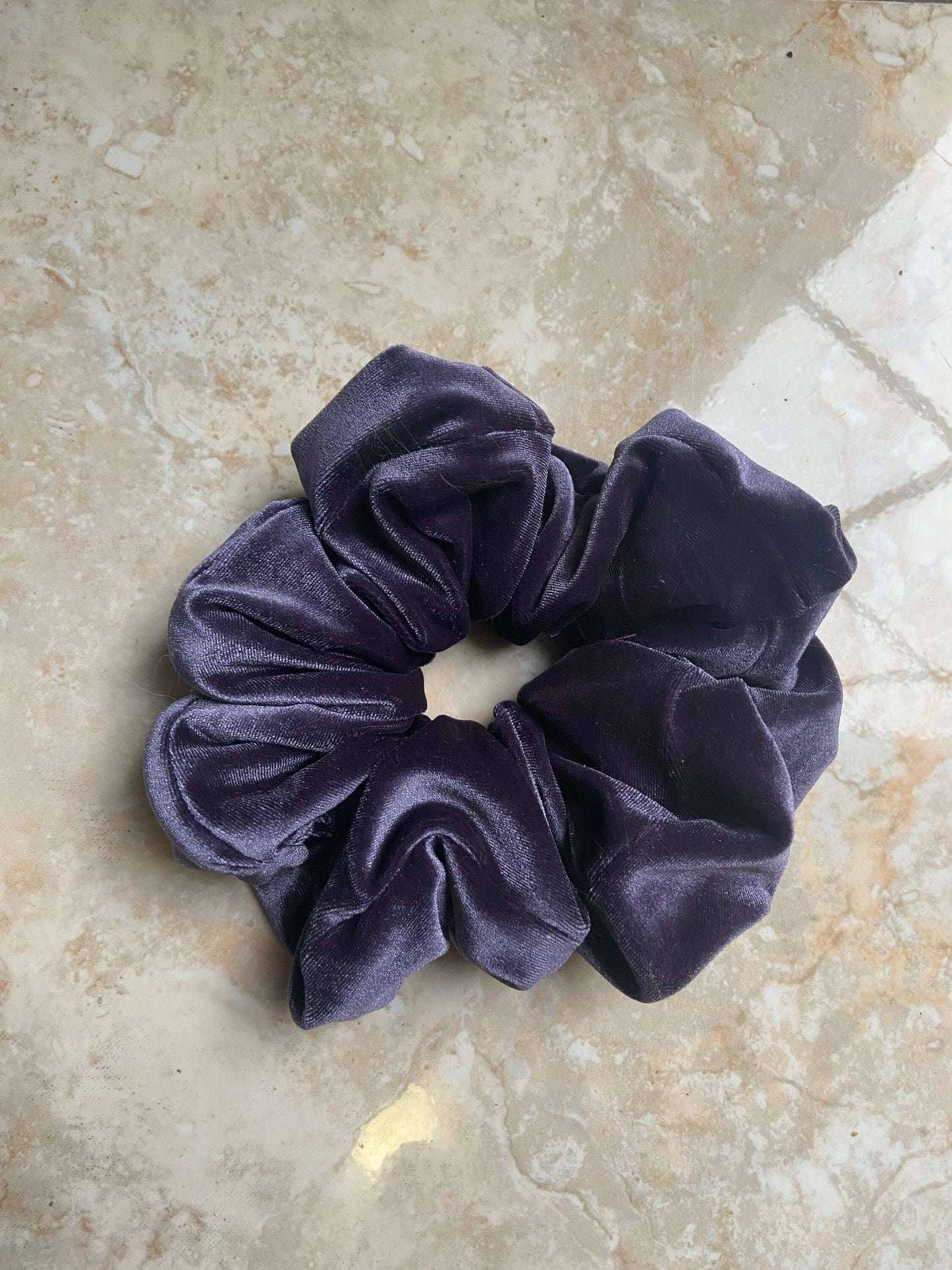 Black Grey Velvet Scrunchie