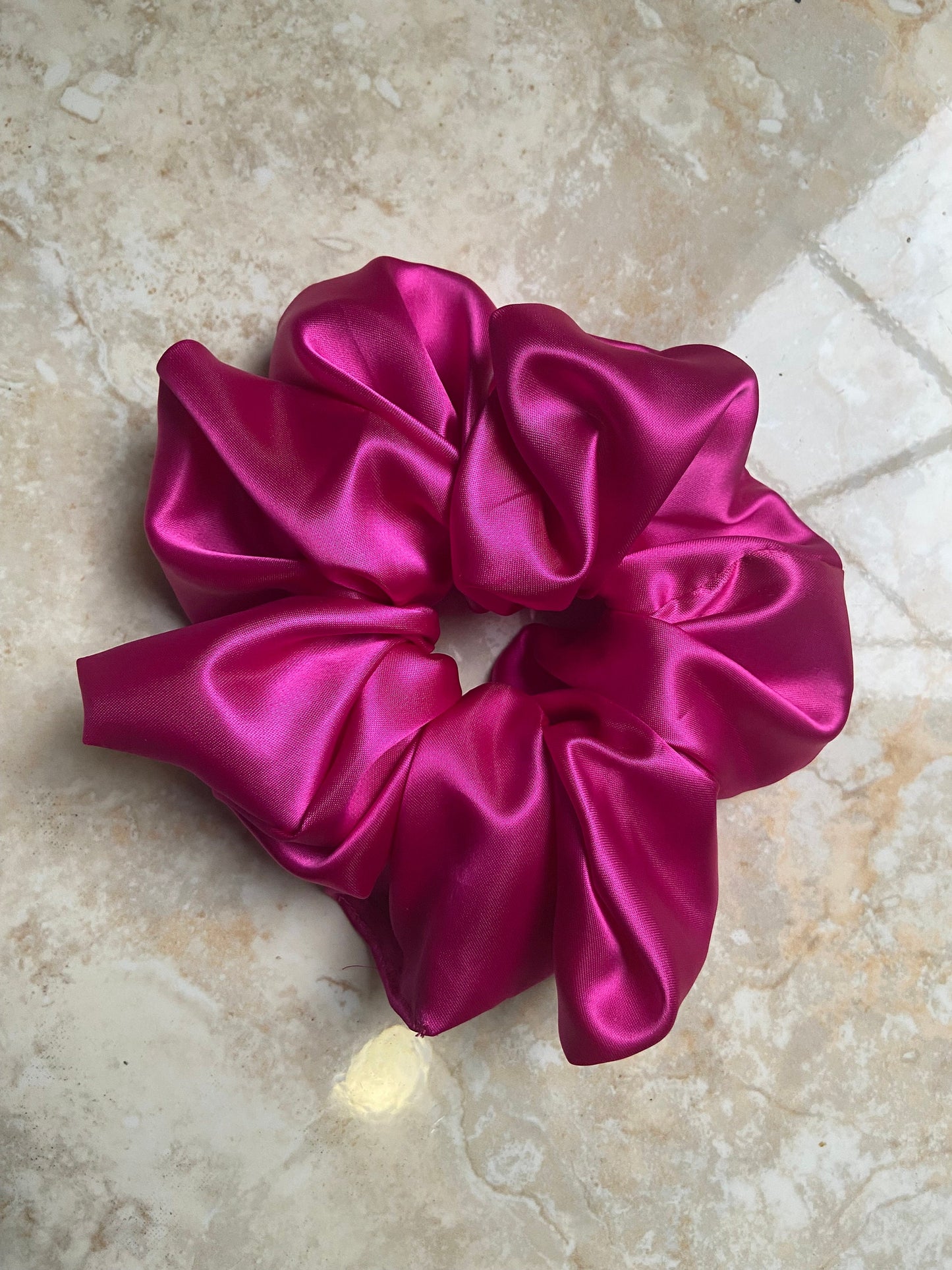 Ella Fuchsia Pink Extra Large Satin Silk Scrunchie