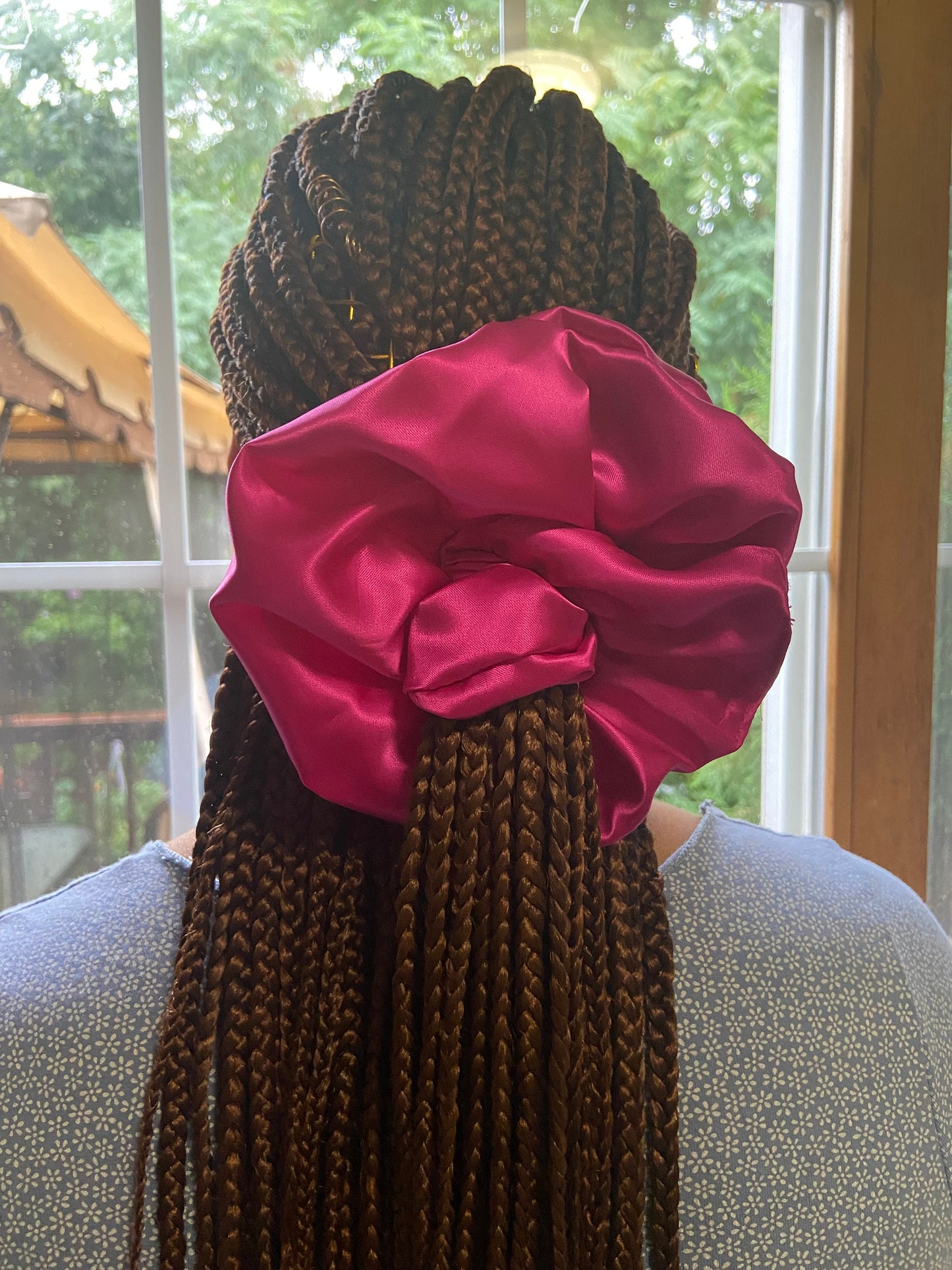 Ella Fuchsia Pink Extra Large Satin Silk Scrunchie