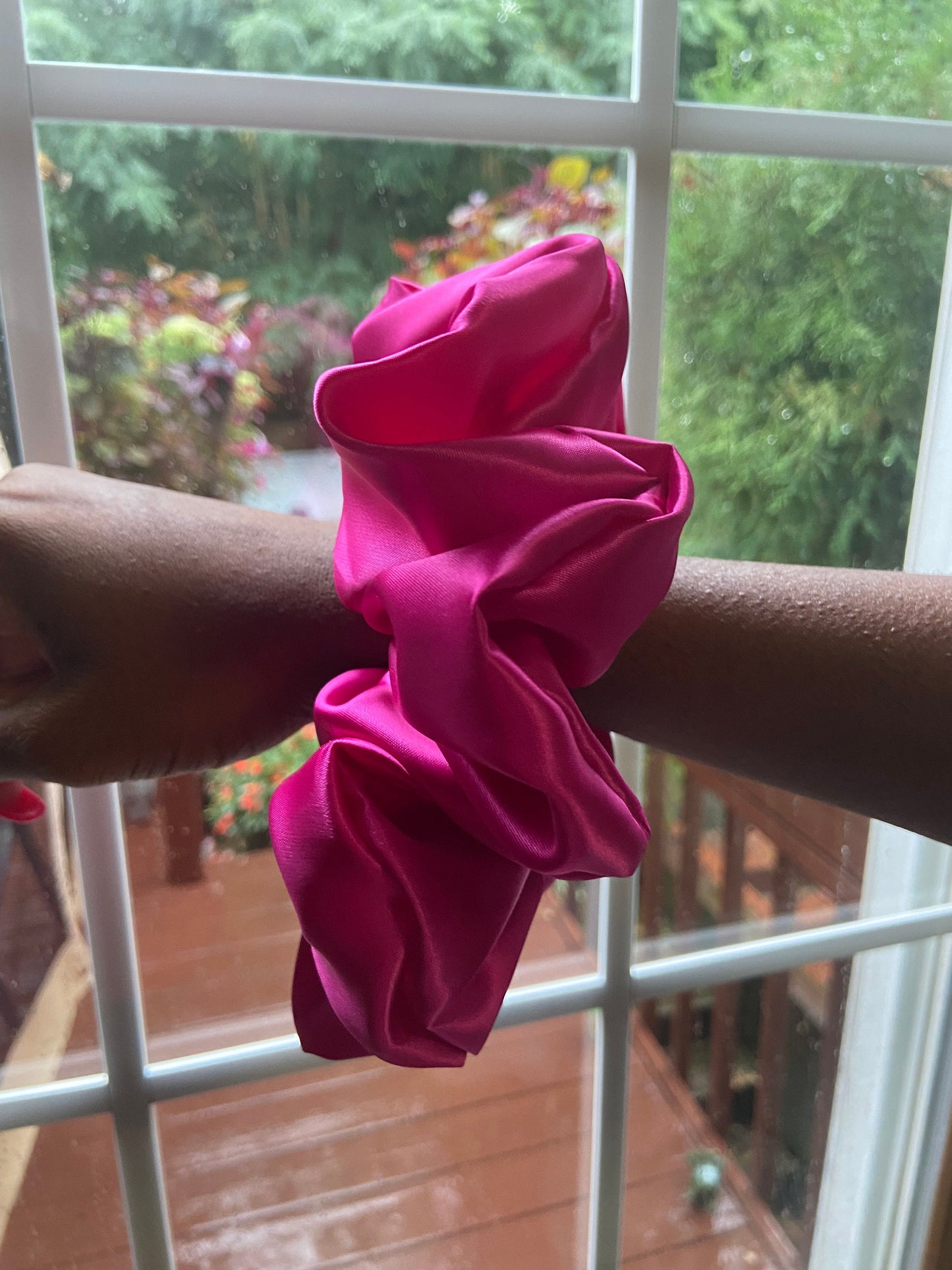 Ella Fuchsia Pink Extra Large Satin Silk Scrunchie