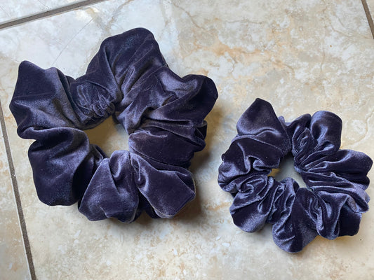 Black Grey Velvet Scrunchie