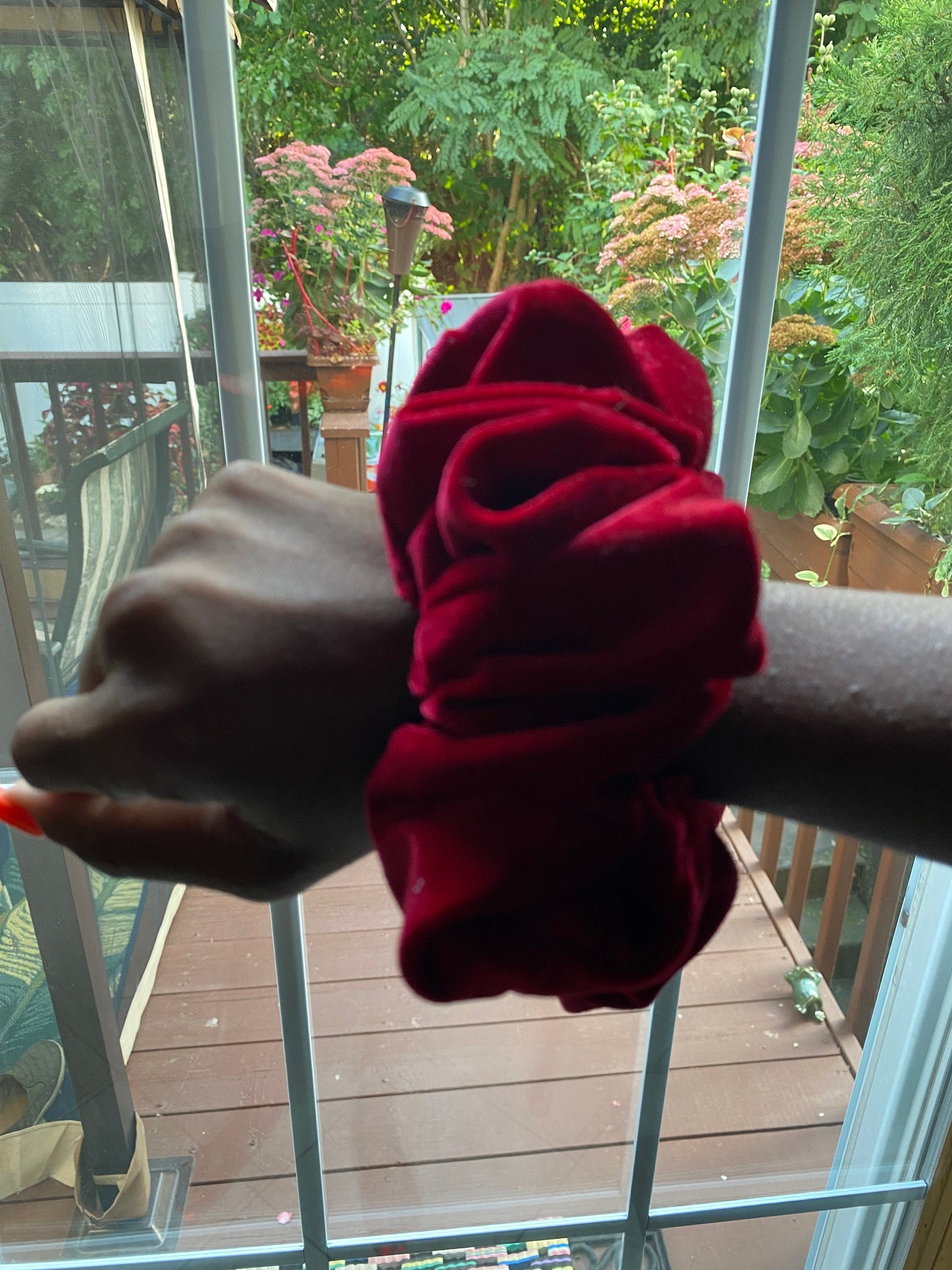 Annie Candy Apple Red Velvet Scrunchie