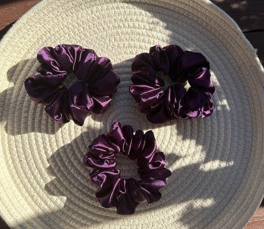 Bridgette Purple Luxe Satin Silk Scrunchie