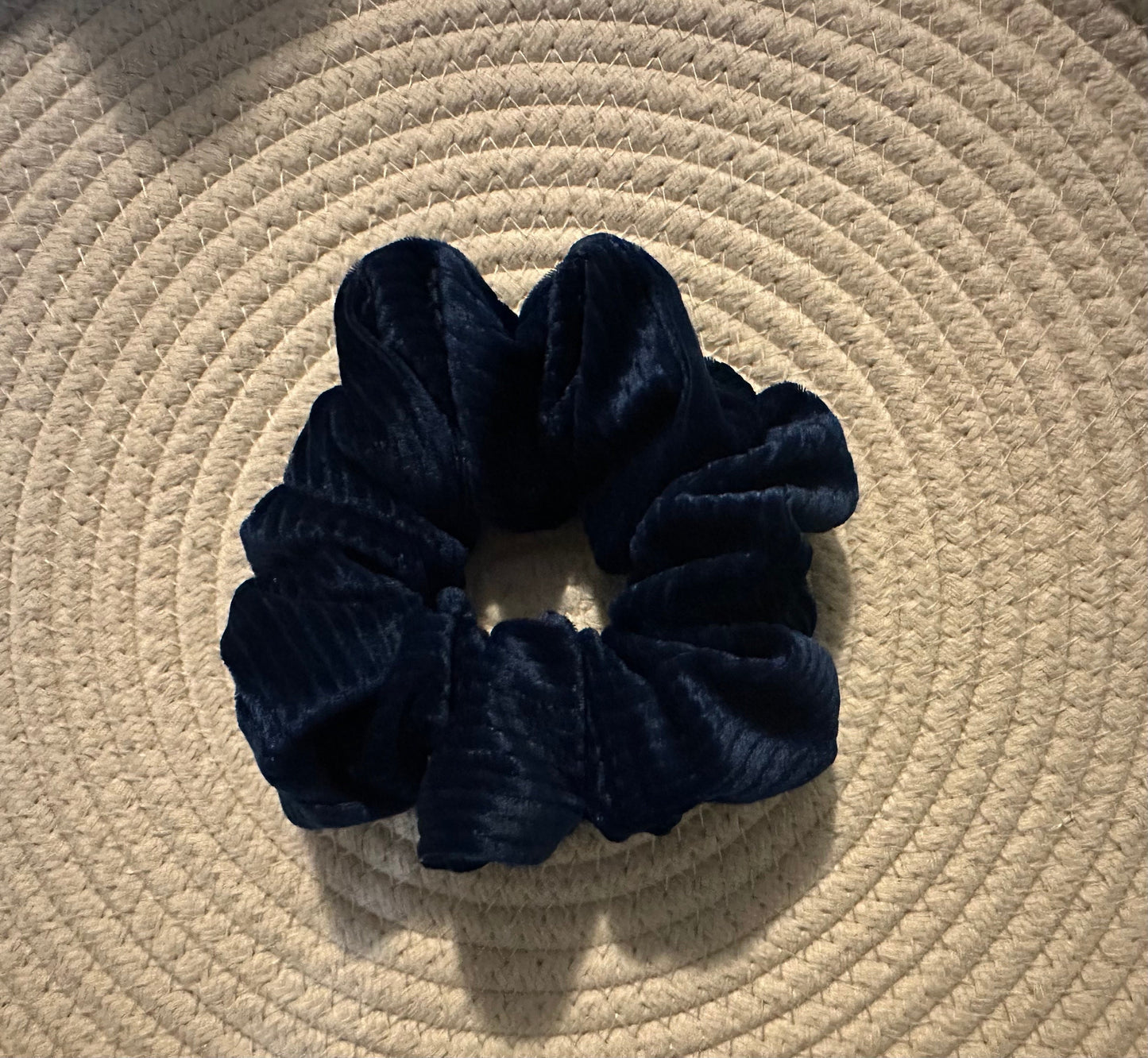 Isabella Blue Ribbed Velvet Extra Large Scrunchie