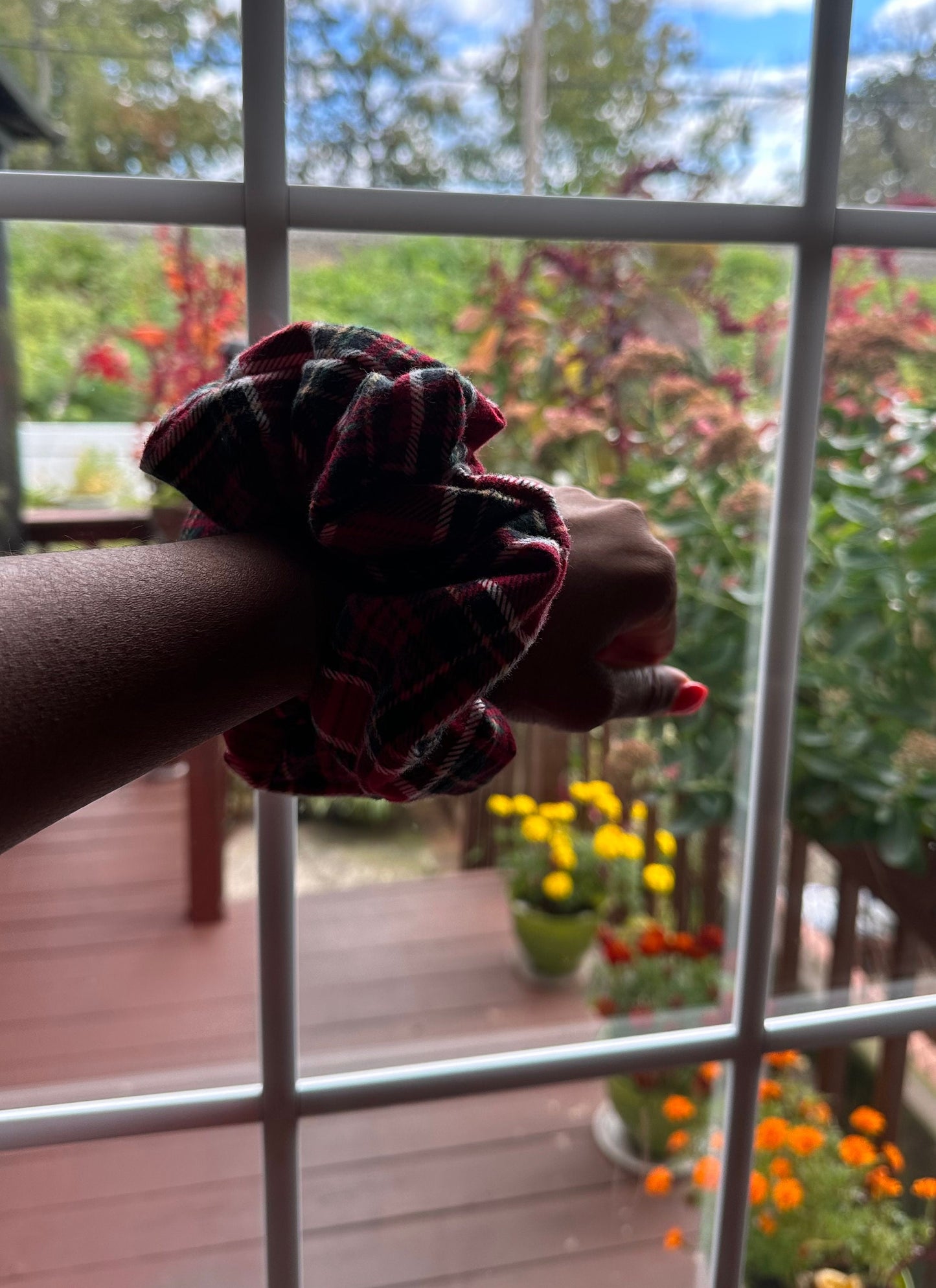 Ashley Red, Green & White Plaid Extra Large Scrunchie