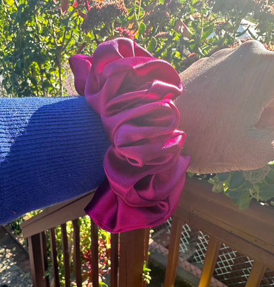 Emma Magenta Luxe Satin Silk Scrunchie